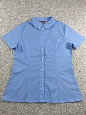 French Toast Light Blue School Oxford Shirt with Orange Trim